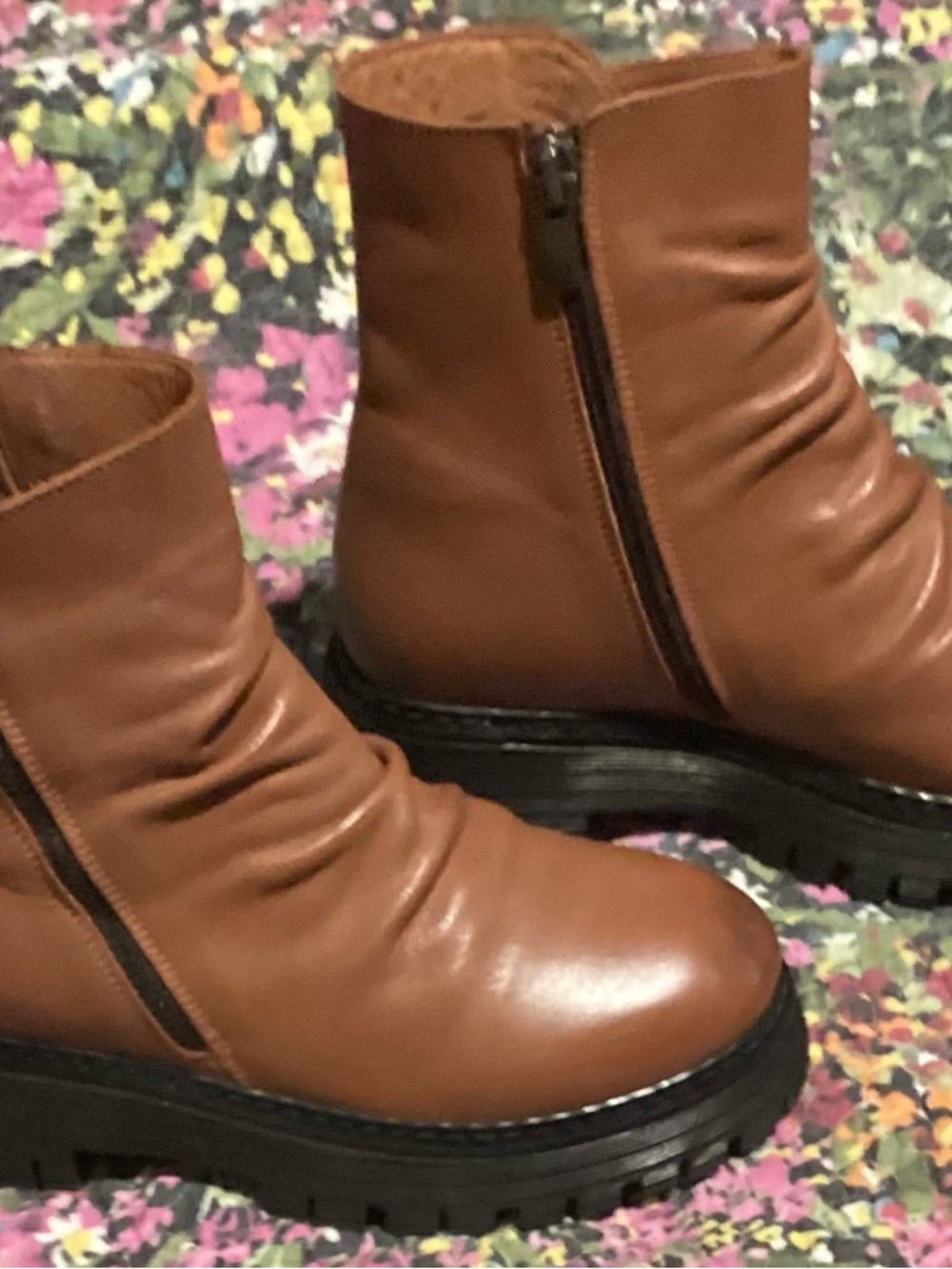 Miz Mooz Tan Moto Boots with Black Sole - Picture 4 of 10